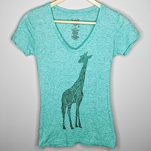 Empyre Giraffe Short Sleeve V-Neck Graphic Tee
